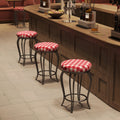 Bar Stools,Set Of 2 Bar Chairs,25.5In Counter Bar Stools,Country Style Industrial,Easy To Assemble, With Footrest For Indoor Bar Dining Kitchen Red Striped Metal Metal