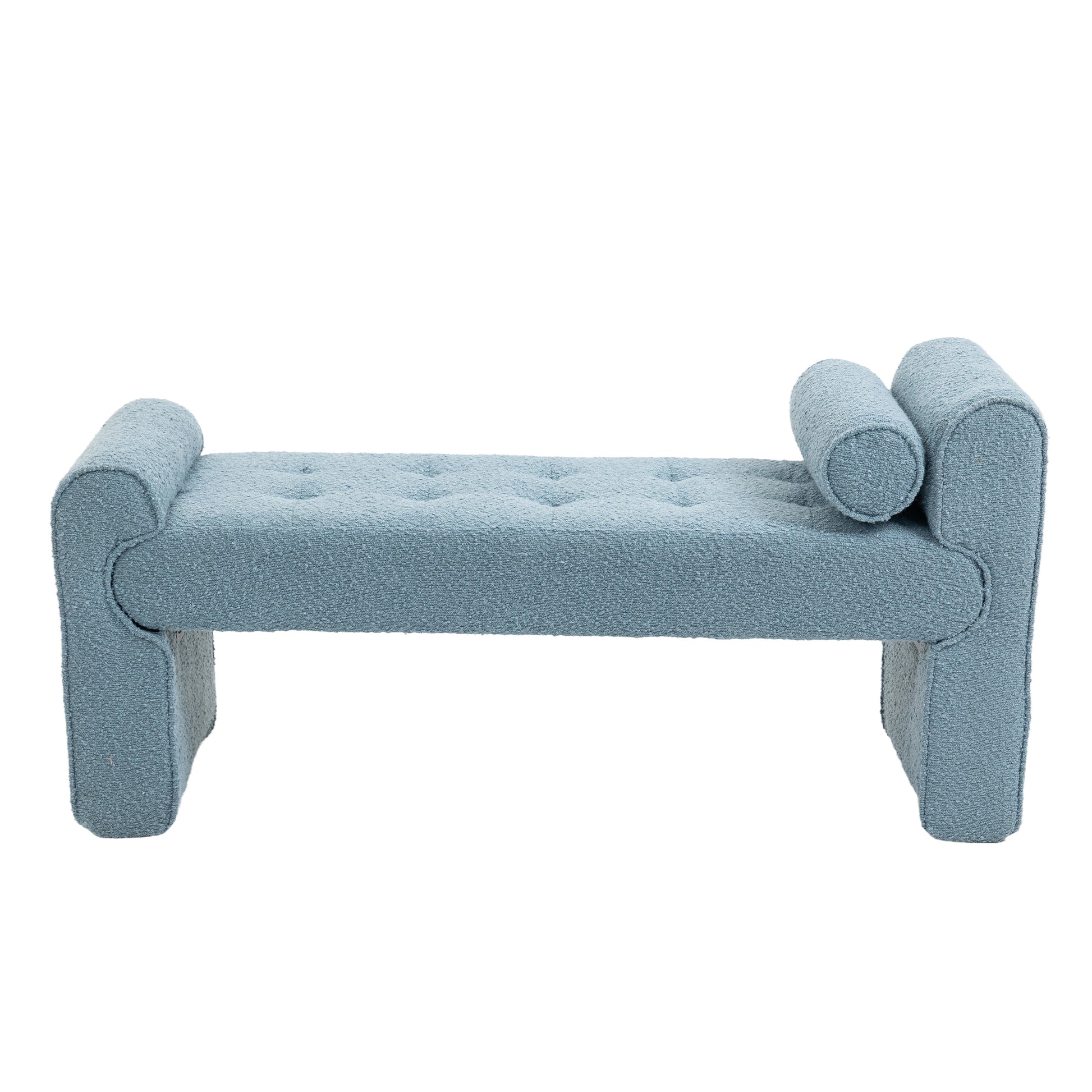 Coolmore Modern Ottoman Bench, Bed Stool Made Of Loop Gauze, End Bed Bench, Footrest For Bedroom, Living Room, End Of Bed, Hallway Light Blue Boucle