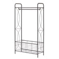 Freestanding Garment Rack, Open Style Wardrobe, Hanging Rail With Metal Basket, And Heavy Duty Metal Clothes Rack,Bathroom Storage Shelves Antique Brown Metal Metal