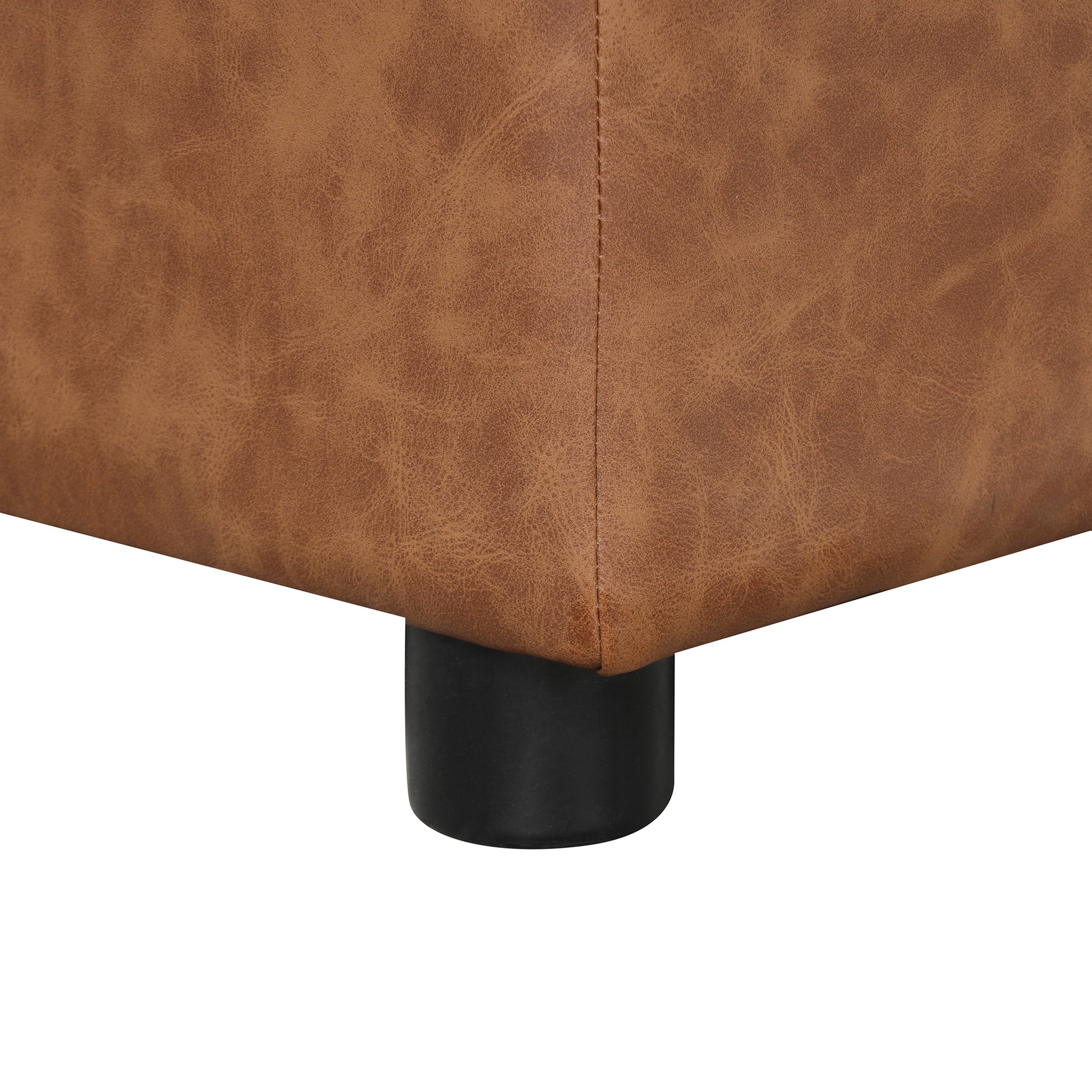 Twin Size Folding Ottoman Sleeper Bed With Mattress Convertible Guest Bed Brown Brown Foam Pu 1 Seat