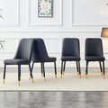 1 Table And 4 Black Chairs. The Table Features A Black Imitation Marble Pattern Desktop And Black Gold Mdf Legs. Pair With 4 Black Pu Chairs. F Sq C 007 Black Gold Mdf Glass