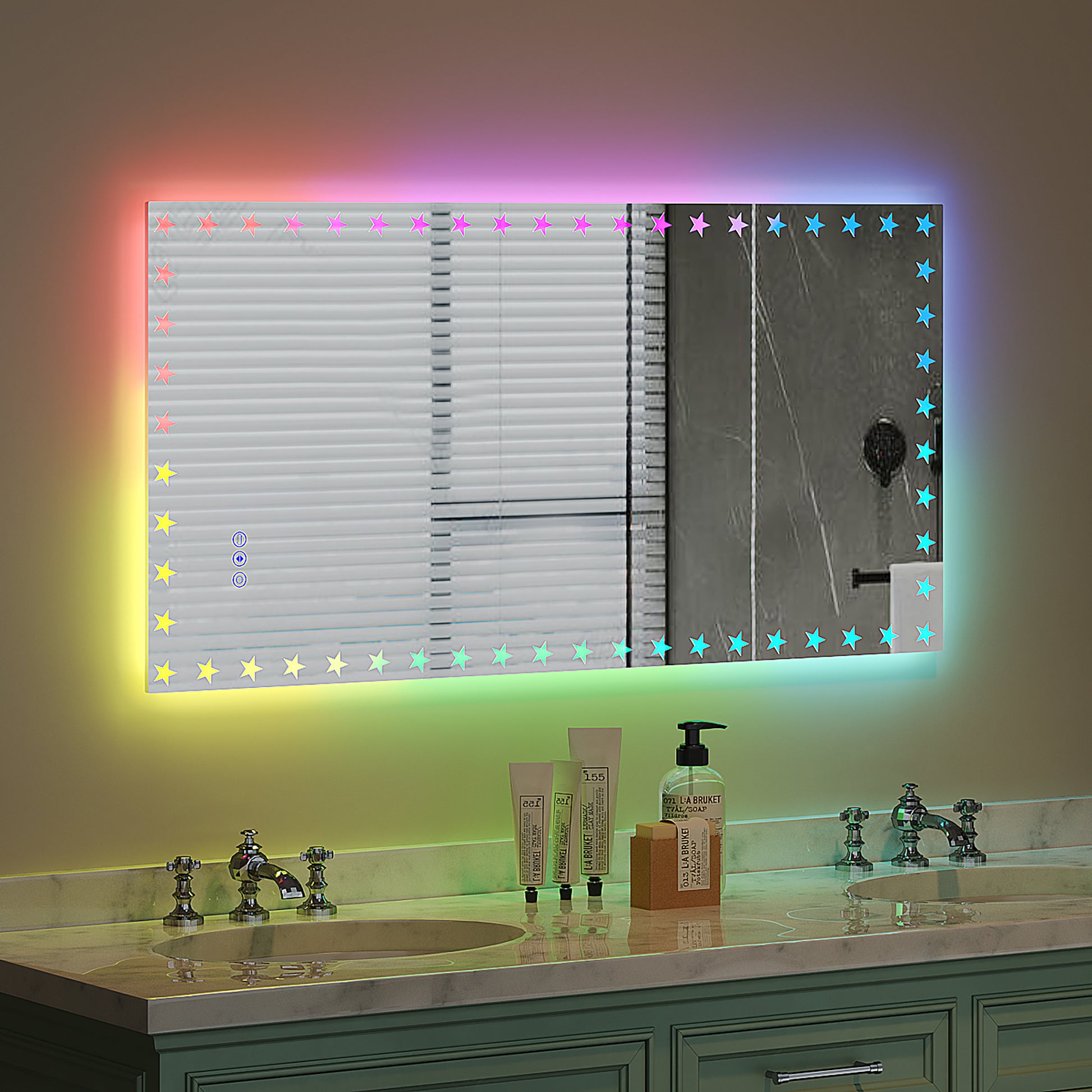 48X24 inch LED Bathroom Mirror with Lights Backlit RGB white-aluminium