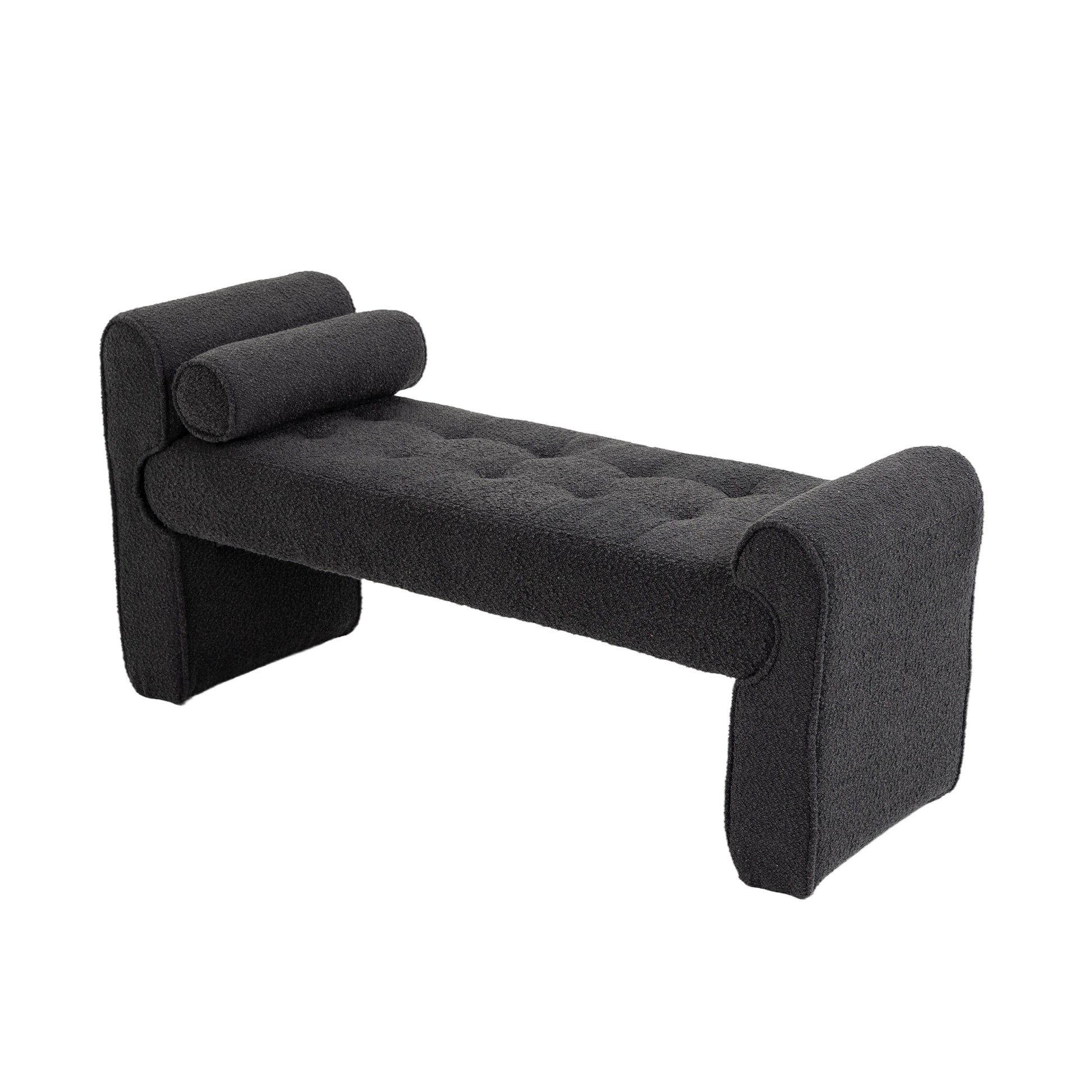 Coolmore Modern Ottoman Bench, Bed Stool Made Of Loop Gauze, End Bed Bench, Footrest For Bedroom, Living Room, End Of Bed, Hallway Black Boucle