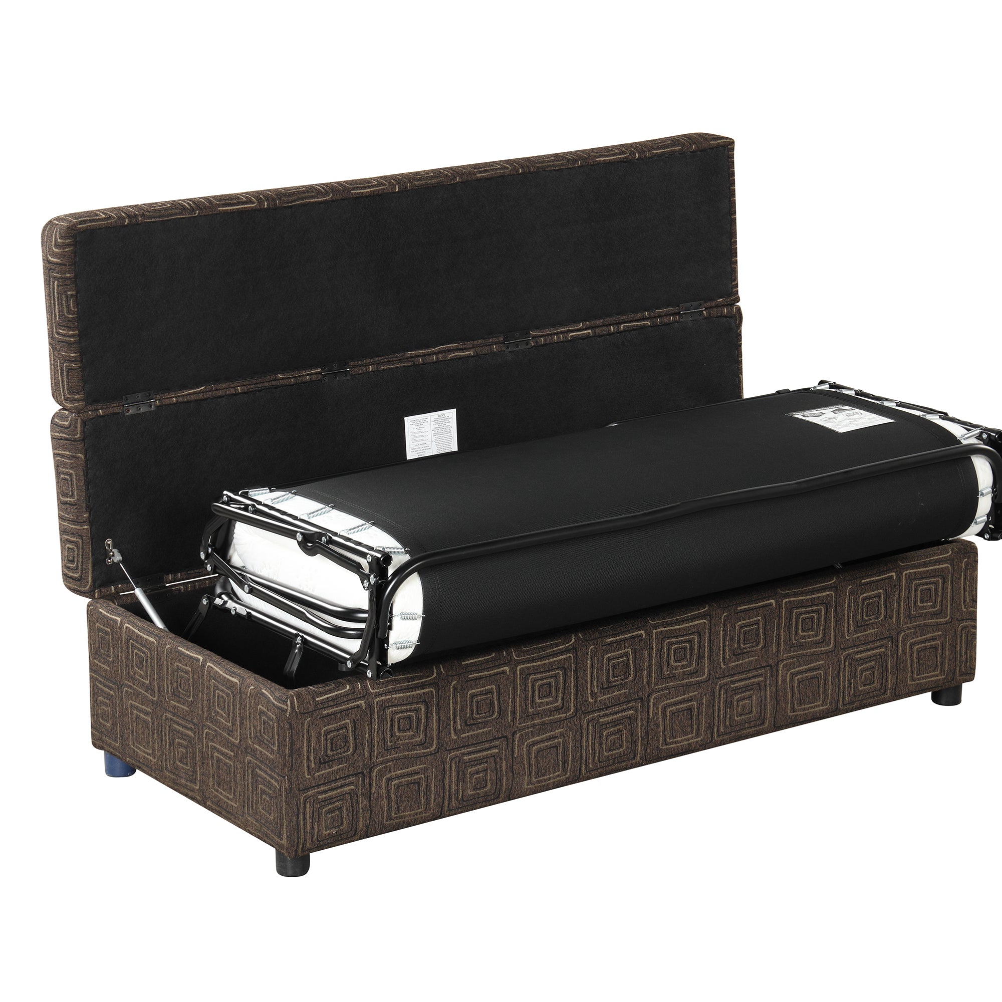 Full Size Folding Ottoman Sleeper Bed with Mattress espresso-foam-linen