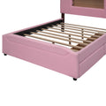 Full Size Upholstered Storage Platform Bed With Cartoon Ears Headboard, Led And Usb, Pink Box Spring Not Required Full Pink Wood Bedroom Bed Frame Upholstered