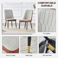 Light Gray And Brown Color Combination Dining Chairs And Living Room Chairs. Pu Cushion And Metal Legs, Suitable For Kitchen, Living Room, And Dining Room, Two Piece Set Light Gray And Brown Pu C