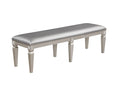 1 Pc Modern Glam Long Bench Upholstered Seat Sparkling Embellishments Silver Gray Finish Furniture Bedroom Living Room Dining Room Silver Rectangular Grey Glam Wood