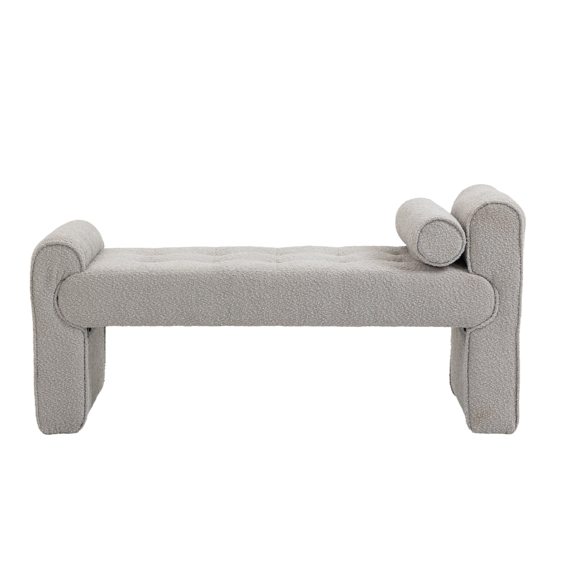 Coolmore Modern Ottoman Bench, Bed Stool Made Of Loop Gauze, End Bed Bench, Footrest For Bedroom, Living Room, End Of Bed, Hallway Light Gray Boucle