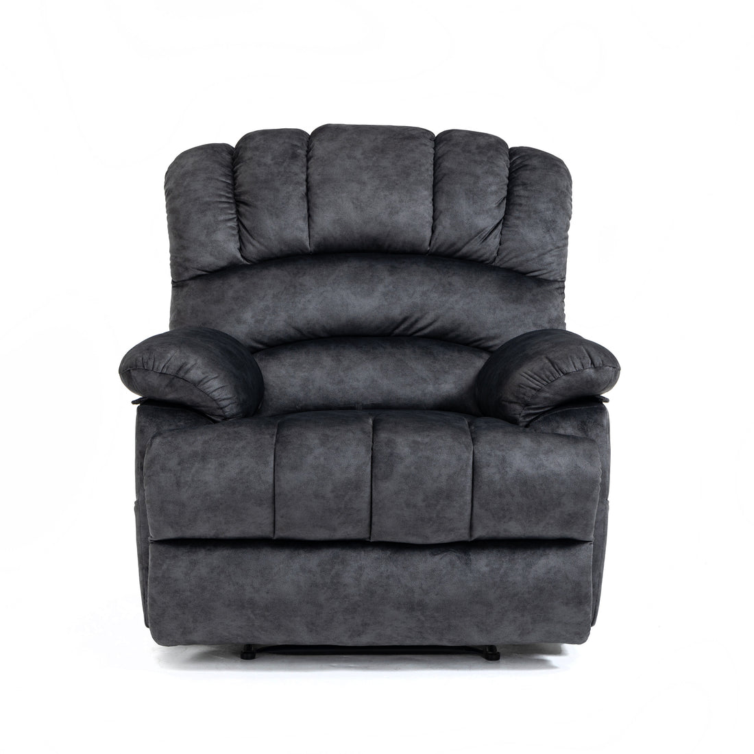 Large Manual Recliner Chair In Fabric For Living Room, Gray Dark Gray Velvet Manual Handle Metal Primary Living Space Medium Firm Cushion Back Heavy Duty American Design Pine Pillow Top Arms Fiber Foam And Polyester Fiber Pad Fabric