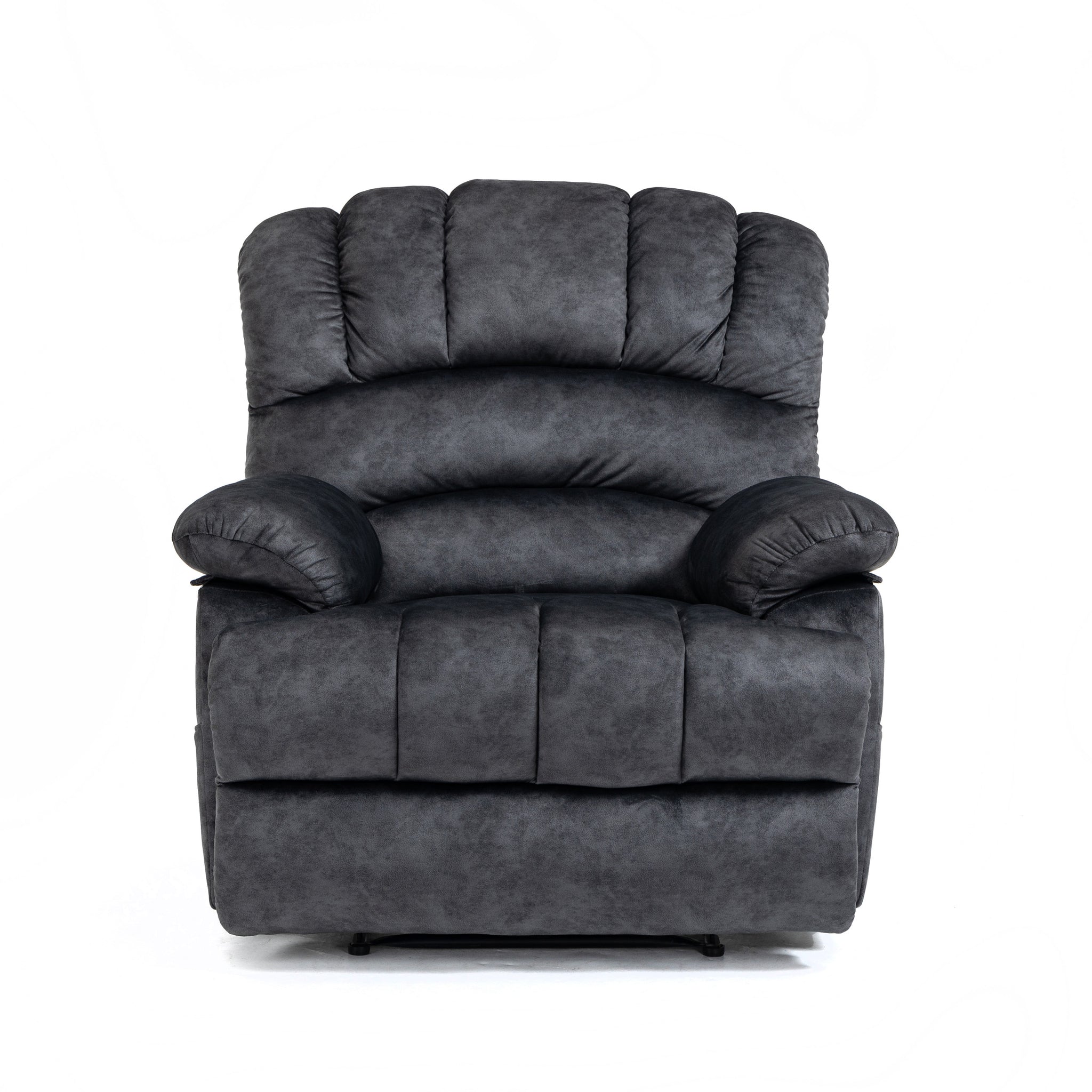 Large Manual Recliner Chair in Fabric for Living Room dark gray-velvet-manual-handle-metal-primary