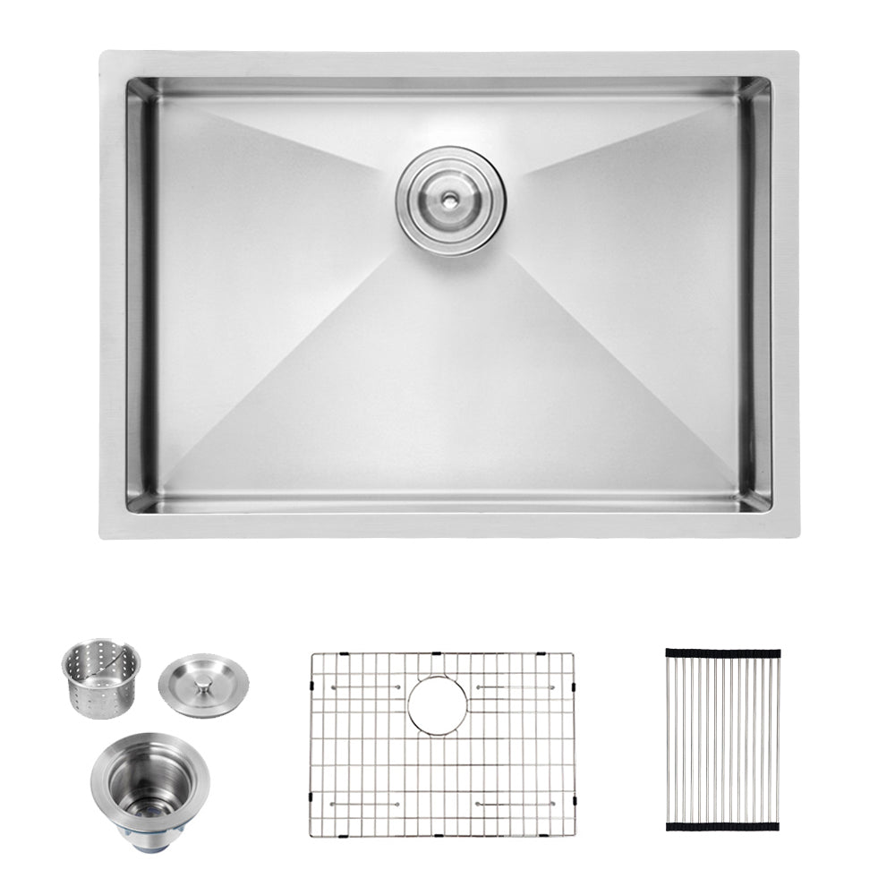 26 Inch Undermount Sink 26"X18"X10" Undermount Stainless Steel Kitchen Sink 16 Gauge 10 Inch Deep Single Bowl Kitchen Sink Basin Brushed Nickel Stainless Steel