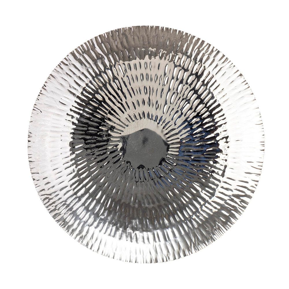 Silver Textured Oversized Disc, Wall Decor for Living silver-stainless steel