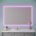 55X36 inch LED Bathroom Mirror with Lights Backlit RGB white-aluminium