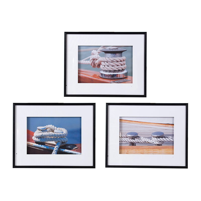 30" x 24" Boater Knots Wall Art with Black Frame, Wall multicolor-plastic