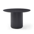 Black Round Dining Table, Mdf Handcraft Pedestal Dining Room Table Restaurant Furniture Leisure Coffee Table 47.2