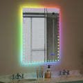 40 32 Inch Led Bathroom Mirror With Lights Backlit Rgb Color Changing Lighted Mirror For Bathroom Wall Dimmable Anti Fog Memory Rectangular Vanity Mirror Rgb Multicolor Backlit Front Lighted White Aluminium