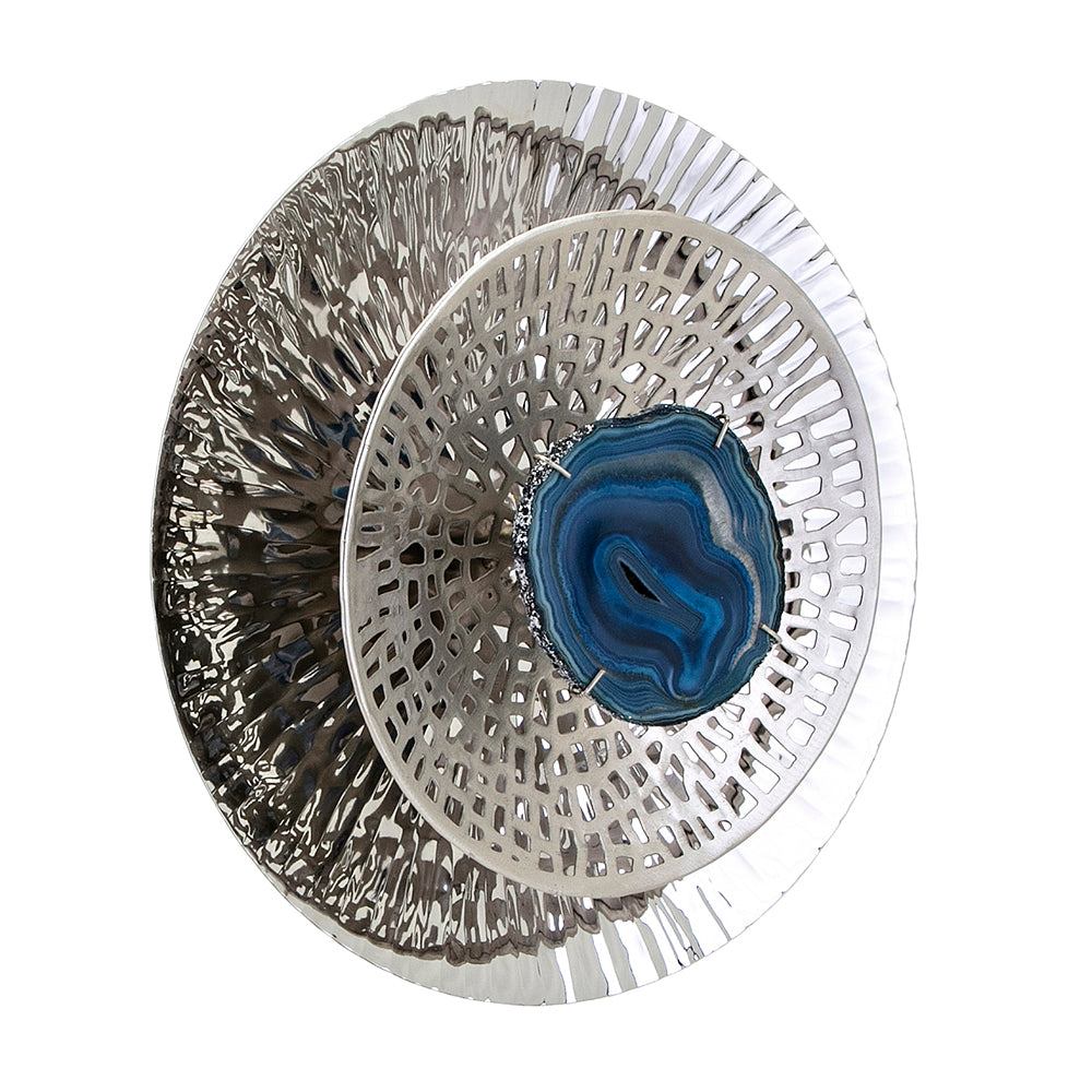 Silver Textured Oversized Disc, Wall Decor for Living multicolor-steel