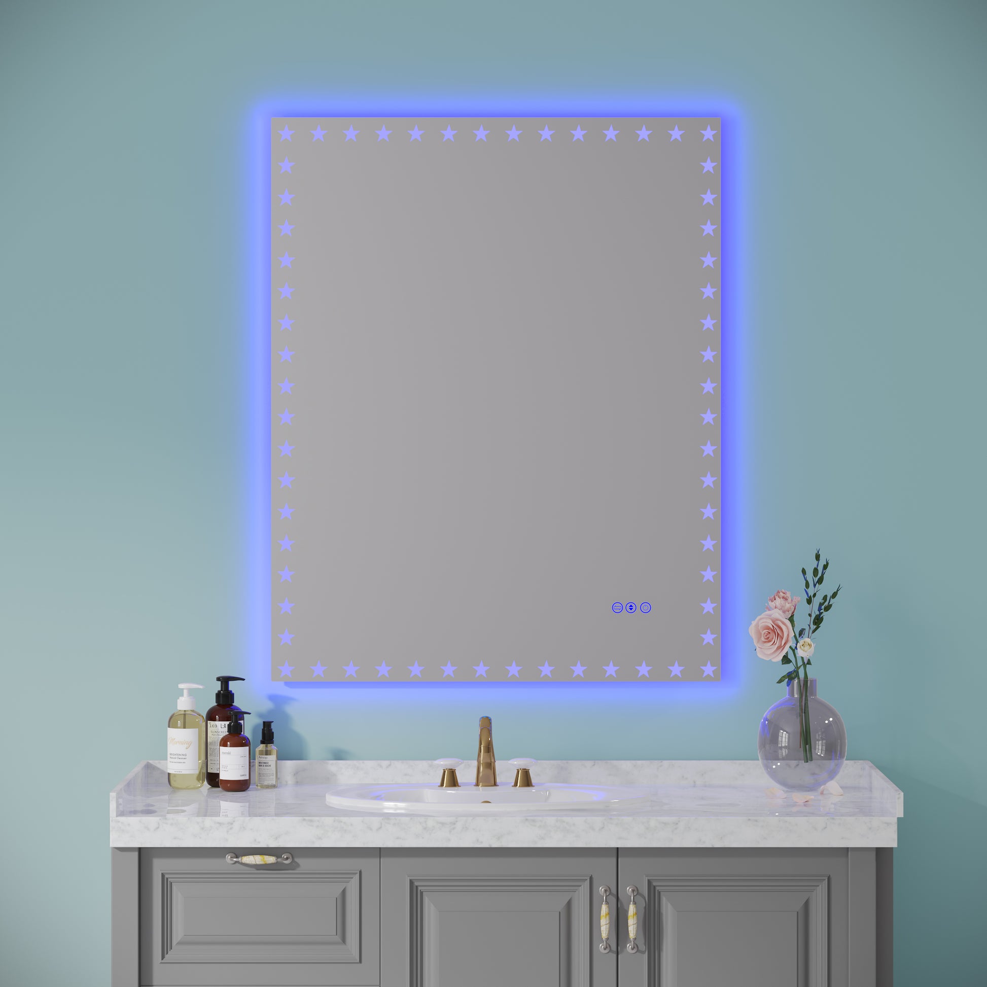 40 32 inch LED Bathroom Mirror with Lights Backlit RGB white-aluminium