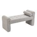 Coolmore Modern Ottoman Bench, Bed Stool Made Of Loop Gauze, End Bed Bench, Footrest For Bedroom, Living Room, End Of Bed, Hallway Light Gray Boucle