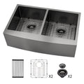 Gunmetal Black Double Bowl 50 50 Farmhouse Sink 33