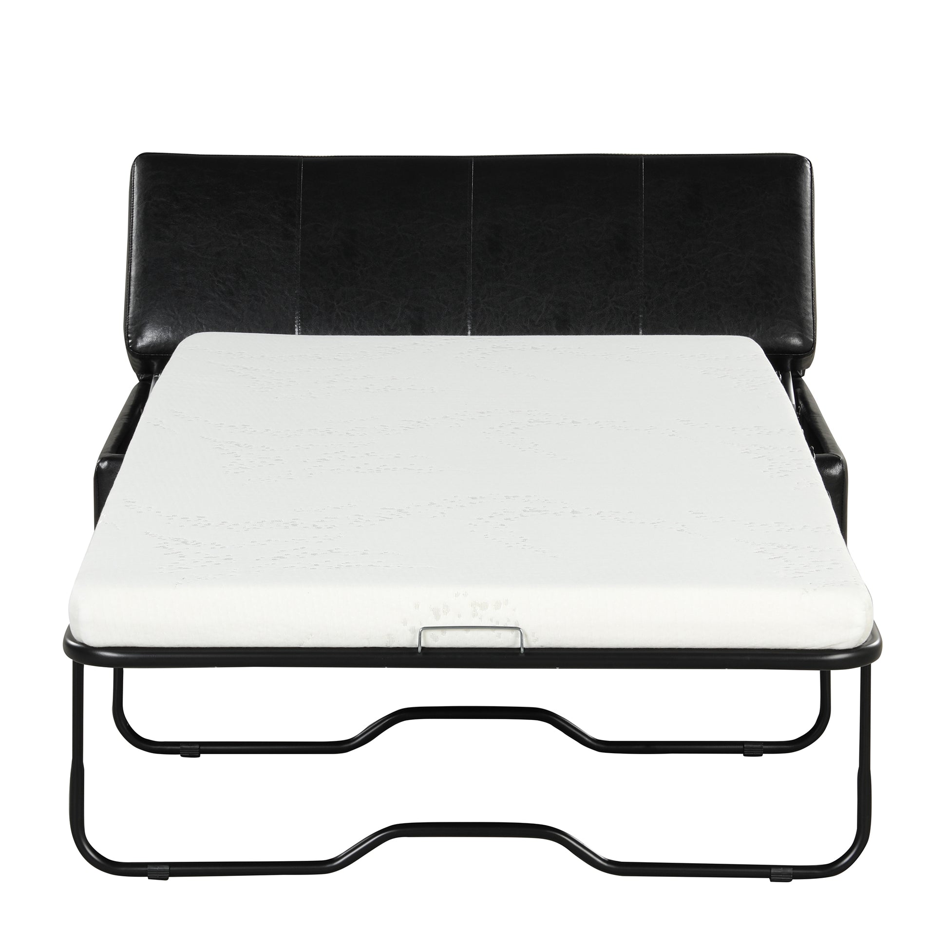 Twin Size Folding Ottoman Sleeper Bed With Mattress Convertible Guest Bed Black Black Pu Foam Pu 1 Seat