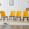 Table And Chair Set, 1 Table, 4 Pu Chairs. Black Imitation Marble Pattern Desktop. Black Mdf Table Legs. Chair With Orange Dark Gray Dual Tone Pu Leather Backrest And Black Metal Legs F Sq C 007 Black Mdf Glass