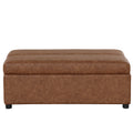 Twin Size Folding Ottoman Sleeper Bed With Mattress Convertible Guest Bed Brown Brown Foam Pu 1 Seat