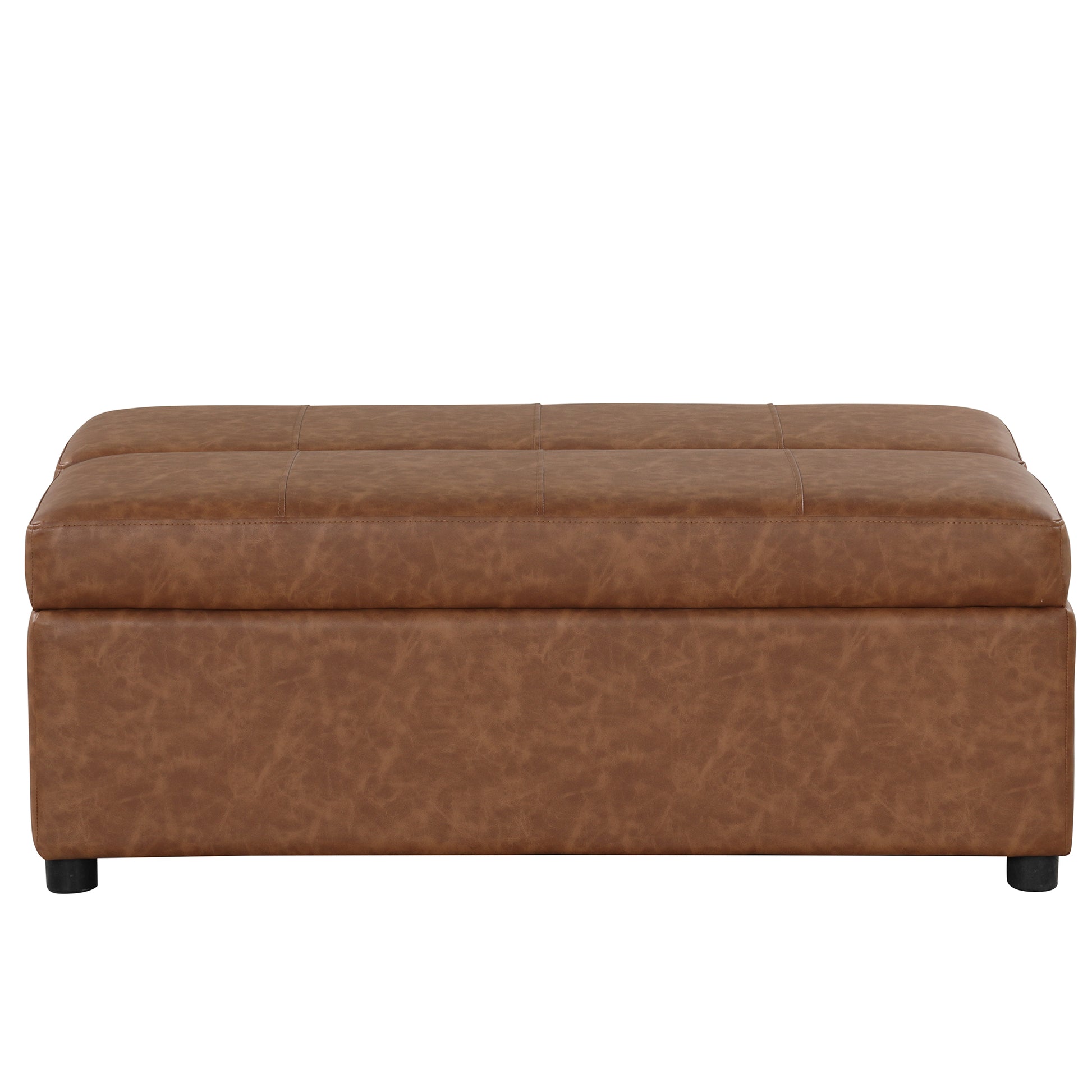 Twin Size Folding Ottoman Sleeper Bed With Mattress Convertible Guest Bed Brown Brown Foam Pu 1 Seat