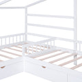 Twin Size House Platform Bed With Three Storage Drawers,White Box Spring Not Required Twin White Wood Bedroom Pine