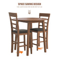 3Pcs Retro Round Counter Height Drop Leaf Table With 2 Upholstered Chairs Rubber Wood Dining Table Set Pub Set With Pu Leather Cushion For Small Space Kitchen Walnut Color Walnut Rubber Wood