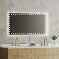 48X24 Inch Led Bathroom Mirror With Lights Backlit Rgb Color Changing Lighted Mirror For Bathroom Wall Dimmable Anti Fog Memory Rectangular Vanity Mirror Rgb Multicolor Backlit Front Lighted White Aluminium