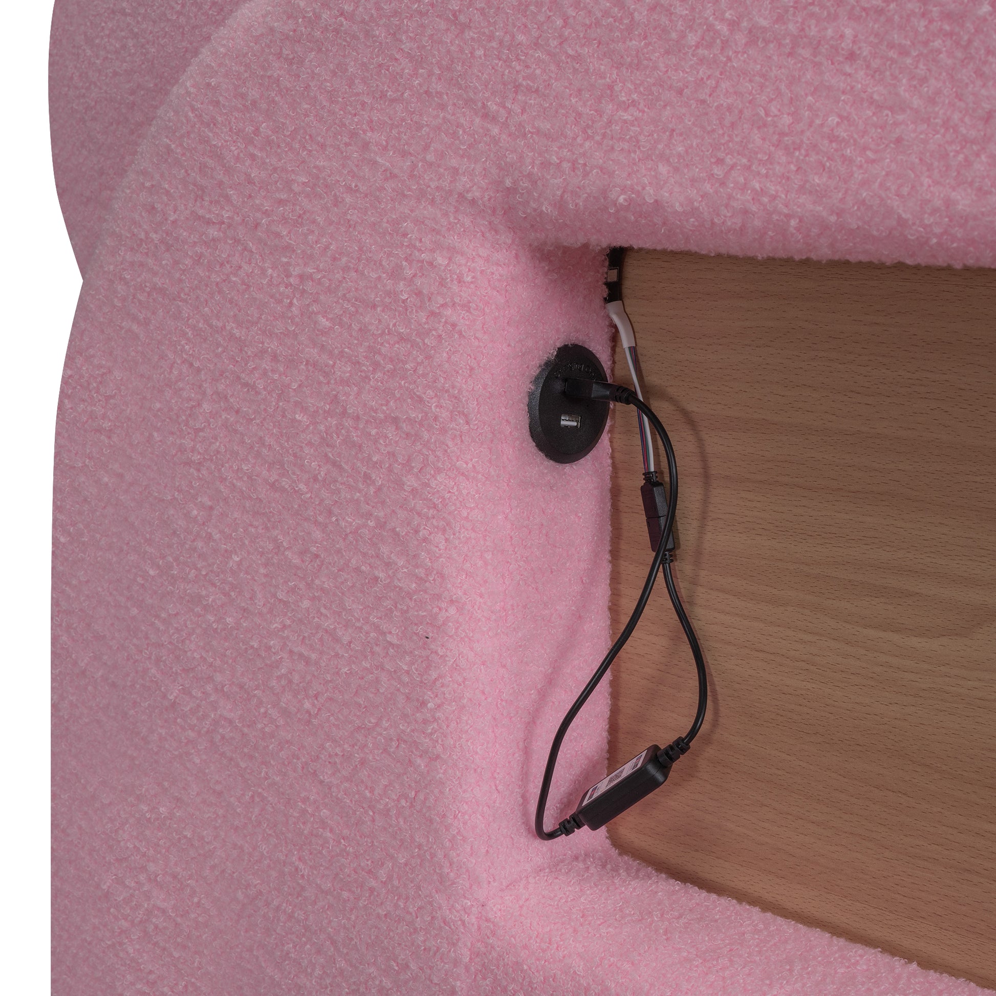 Full Size Upholstered Storage Platform Bed With Cartoon Ears Headboard, Led And Usb, Pink Box Spring Not Required Full Pink Wood Bedroom Bed Frame Upholstered