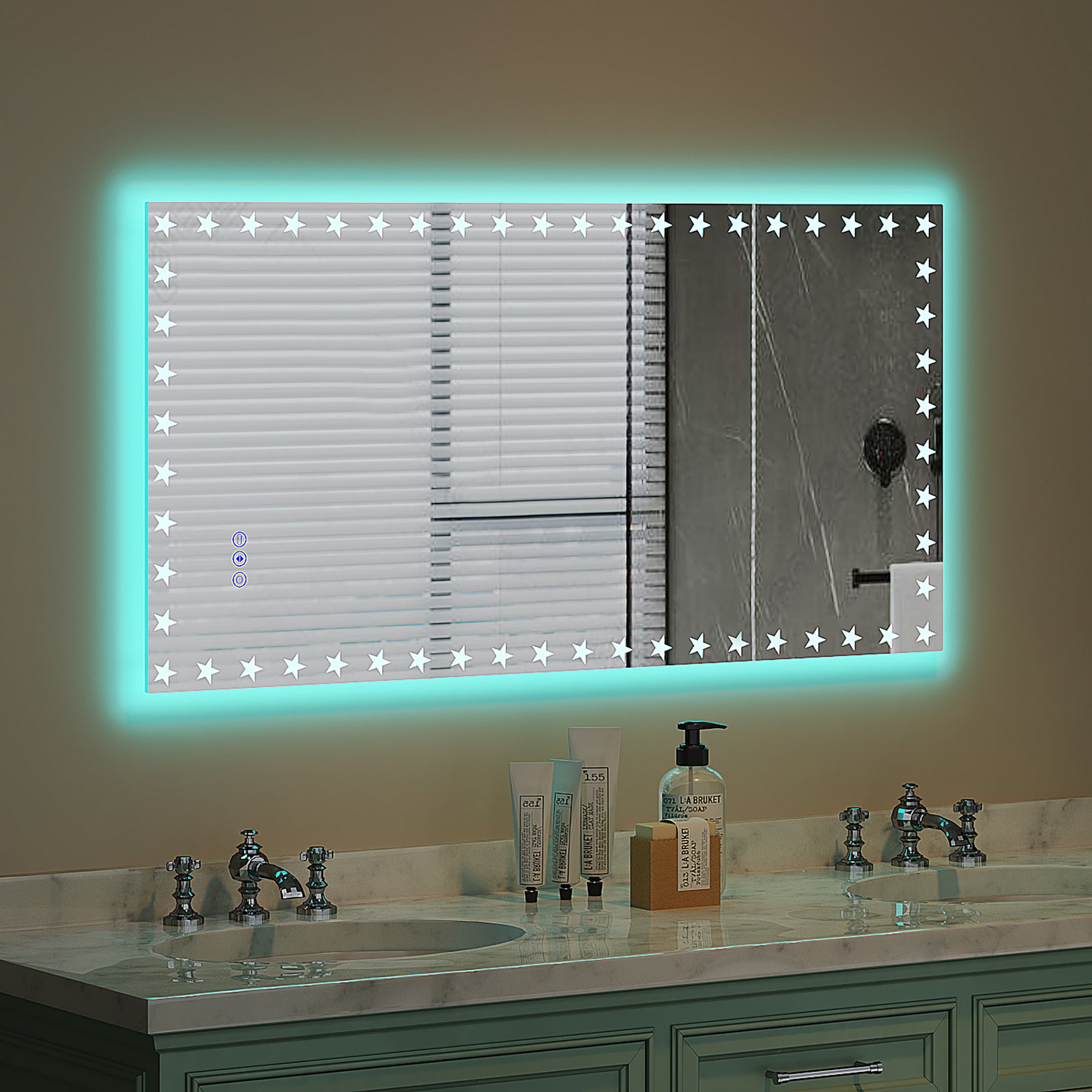 48X24 inch LED Bathroom Mirror with Lights Backlit RGB white-aluminium