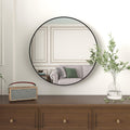 Black 36 In Metal Round Mirror Black Classic,Modern Mdf Glass Aluminium