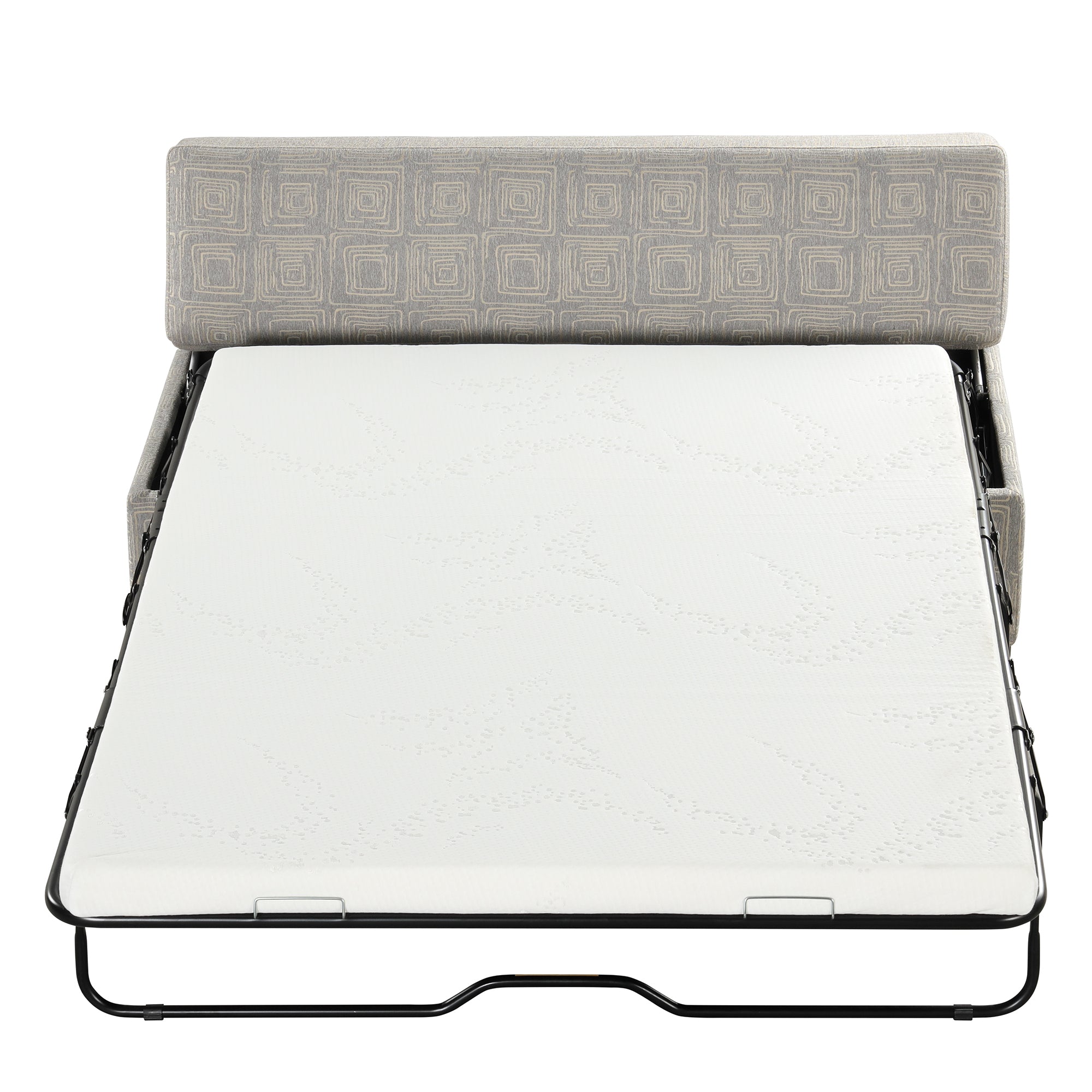 Full Size Folding Ottoman Sleeper Bed with Mattress light gray-foam-linen