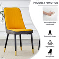 Table And Chair Set, 1 Table, 4 Pu Chairs. Black Imitation Marble Pattern Desktop. Black Mdf Table Legs. Chair With Orange Dark Gray Dual Tone Pu Leather Backrest And Black Metal Legs F Sq C 007 Black Mdf Glass