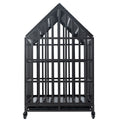 Heavy Duty Dog Cage Pet Crate With Roof & Window On Roof Black Carbon Steel