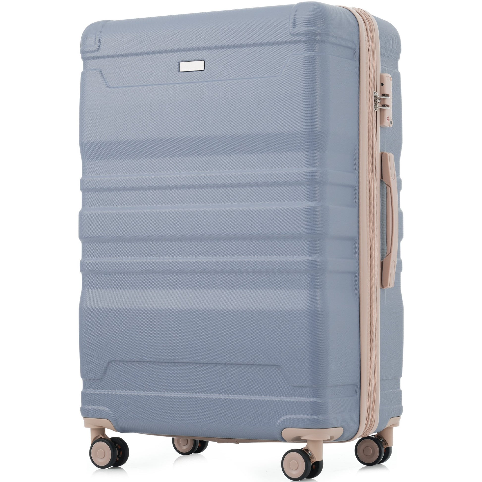 Luggage Sets Model Expandable Abs Hardshell 3Pcs Clearance Luggage Hardside Lightweight Durable Suitcase Sets Spinner Wheels Suitcase With Tsa Lock 20''24''28'' Light Blue And Golden Light Blue Abs