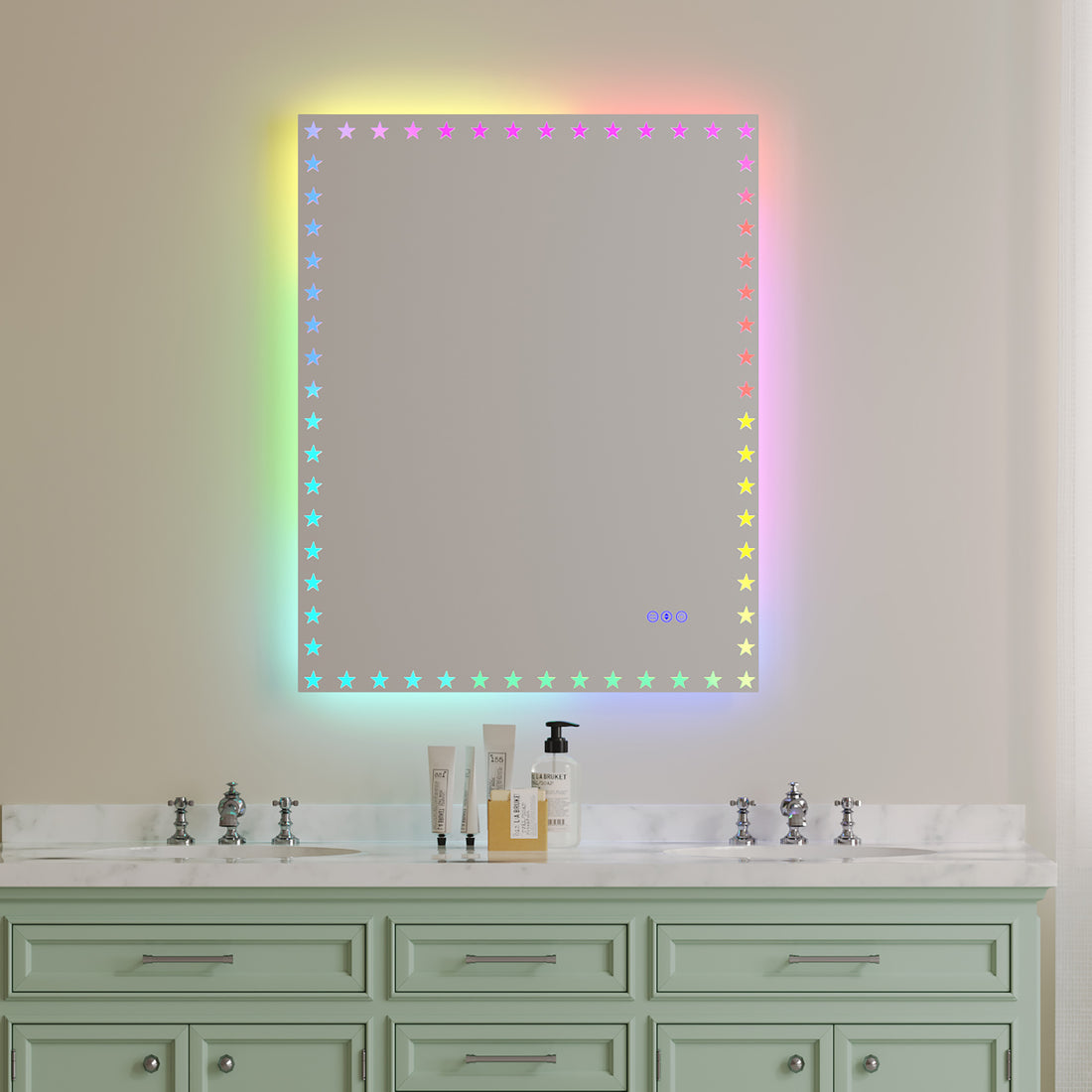 40 32 Inch Led Bathroom Mirror With Lights Backlit Rgb Color Changing Lighted Mirror For Bathroom Wall Dimmable Anti Fog Memory Rectangular Vanity Mirror Rgb Multicolor Backlit Front Lighted White Aluminium