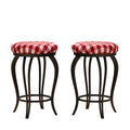 Bar Stools,Set Of 2 Bar Chairs,25.5In Counter Bar Stools,Country Style Industrial,Easy To Assemble, With Footrest For Indoor Bar Dining Kitchen Red Striped Metal Metal