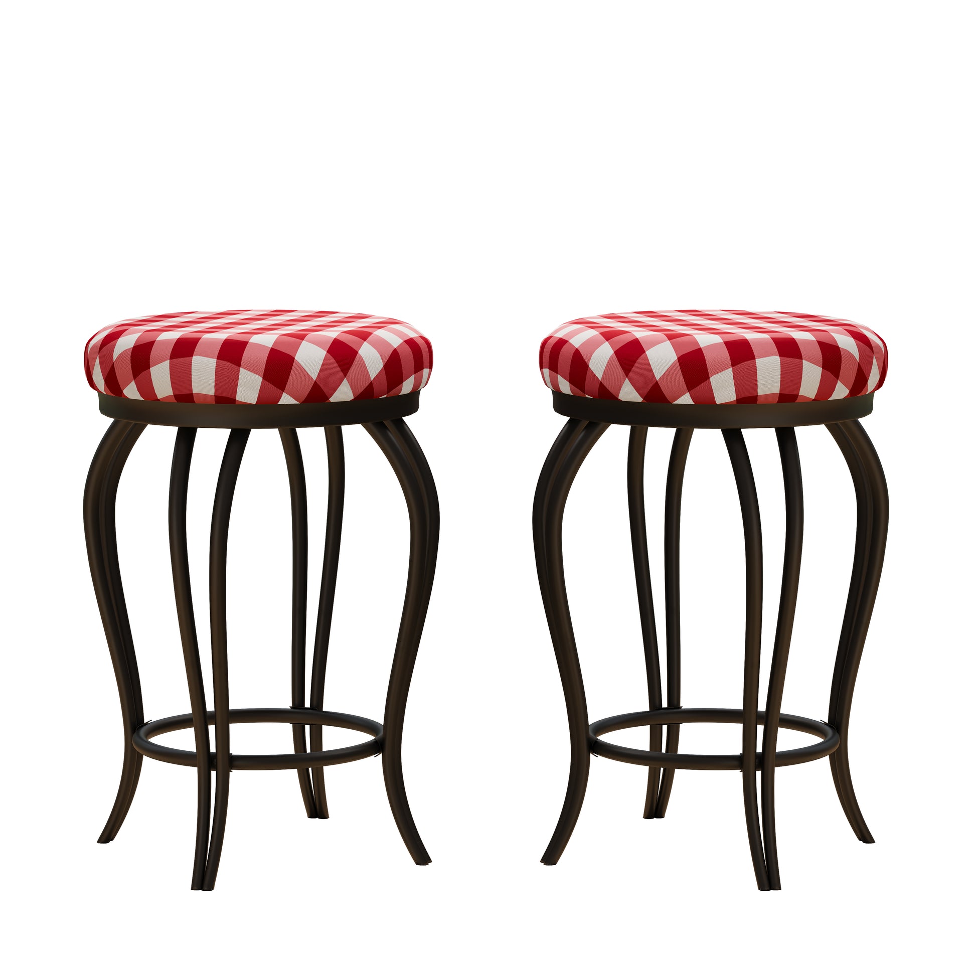 Bar Stools,Set Of 2 Bar Chairs,25.5In Counter Bar Stools,Country Style Industrial,Easy To Assemble, With Footrest For Indoor Bar Dining Kitchen Red Striped Metal Metal