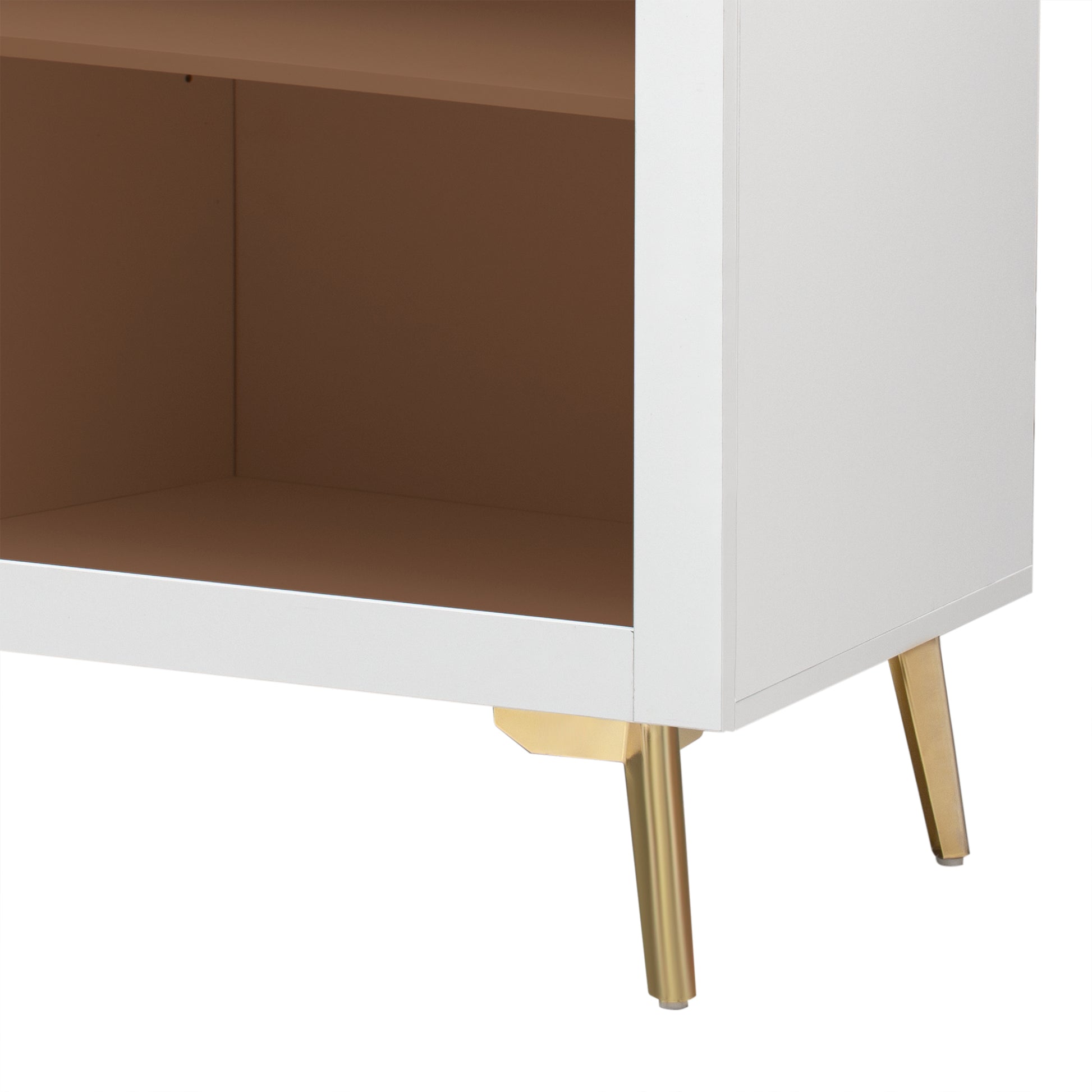 Featured Two Door Storage Cabinet With Three Drawers And Metal Handlessuitable For Corridors, Entrances And Living Rooms 3 4 Shelves White Primary Living Space Drawers Included American Design Mdf