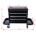 350 Pound Capacity Garage Glider Rolling Tool Chest Seat Black Steel