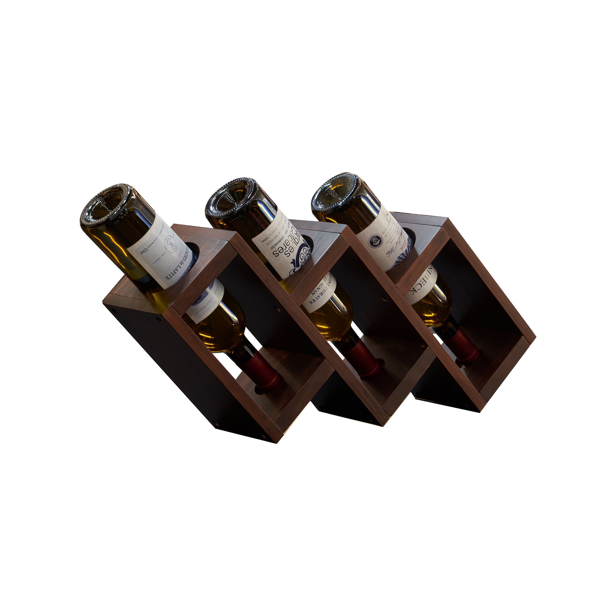 3 Bottles of Table Wine Rack Solid wood wine rack Home walnut-kitchen-american traditional-pine