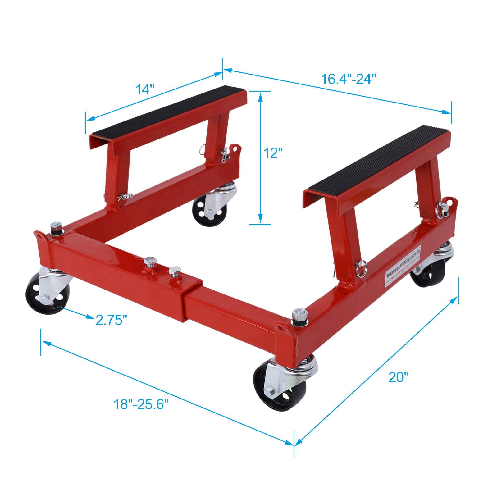 Atv Motorcycle Engine Cradle Dolly 1500Lbs ,Red Red Steel