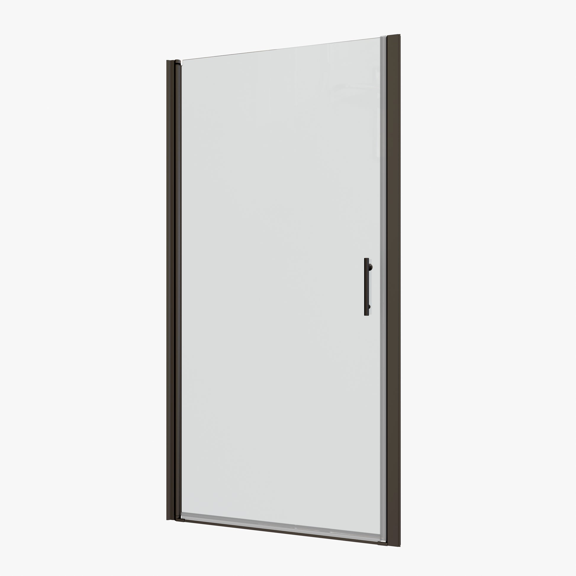 1 3 8" Adjustment,Universal Pivot Shower Door, Open Outside, With 1 4" Tempered Glass Matte Black Bathroom Aluminium Alloy