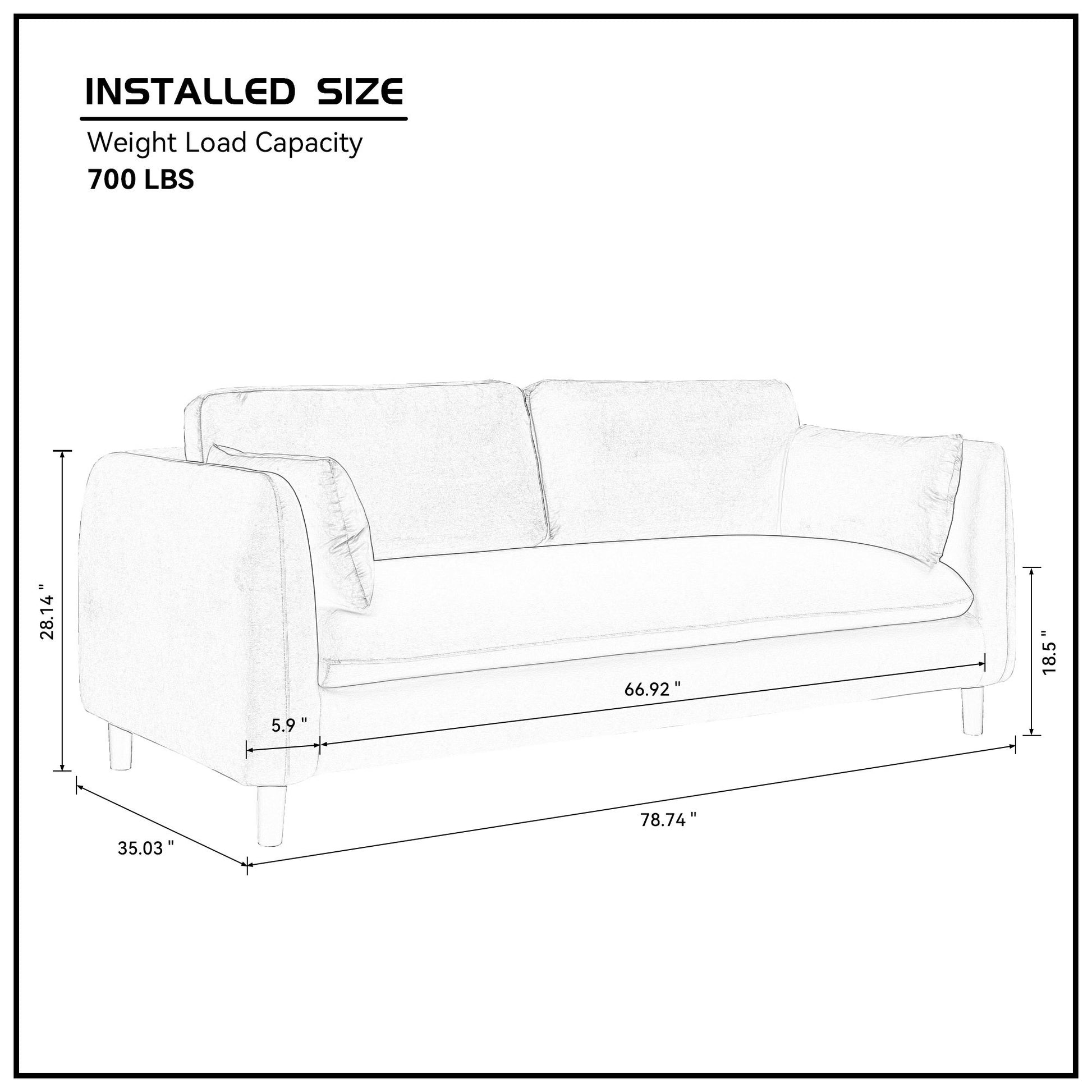 78.74Inch 2 Seat Upholstered Loveseat Sofa Modern Couch, Luxury Classic For Living Room Bedroom Apartment Office Grey Fabric