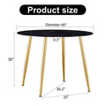 A Modern Minimalist Circular Dining Table With A Diameter Of 40 Inches, A 0.3 Inch Thick Black Imitation Marble Tabletop And Gold Plated Metal Legs, 40 '' * 40 '' * 30'' Dt 1164 Black Glass