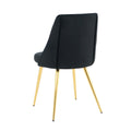 Modern Simple Velvet Dining Black Chair Home Bedroom Stool Back Dressing Chair Student Desk Chair Gold Metal Legs Set Of 4 Metal Black Velvet