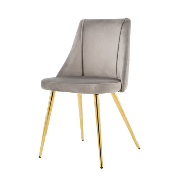 Modern Simple Light Luxury Dining Grey Chair Home Bedroom Stool Back Dressing Chair Student Desk Chair Gold Metal Legs Set Of 4 Metal Grey Velvet